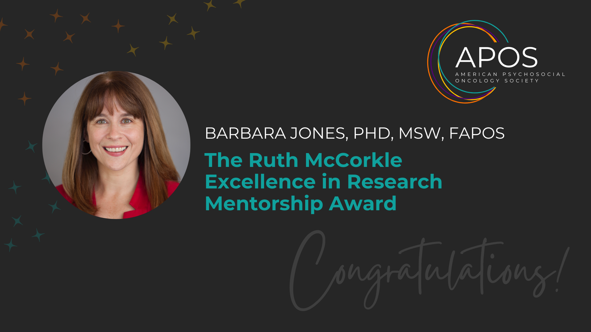 2024 The Ruth McCorkle Excellence in Research Mentorship Award Barbara Jones