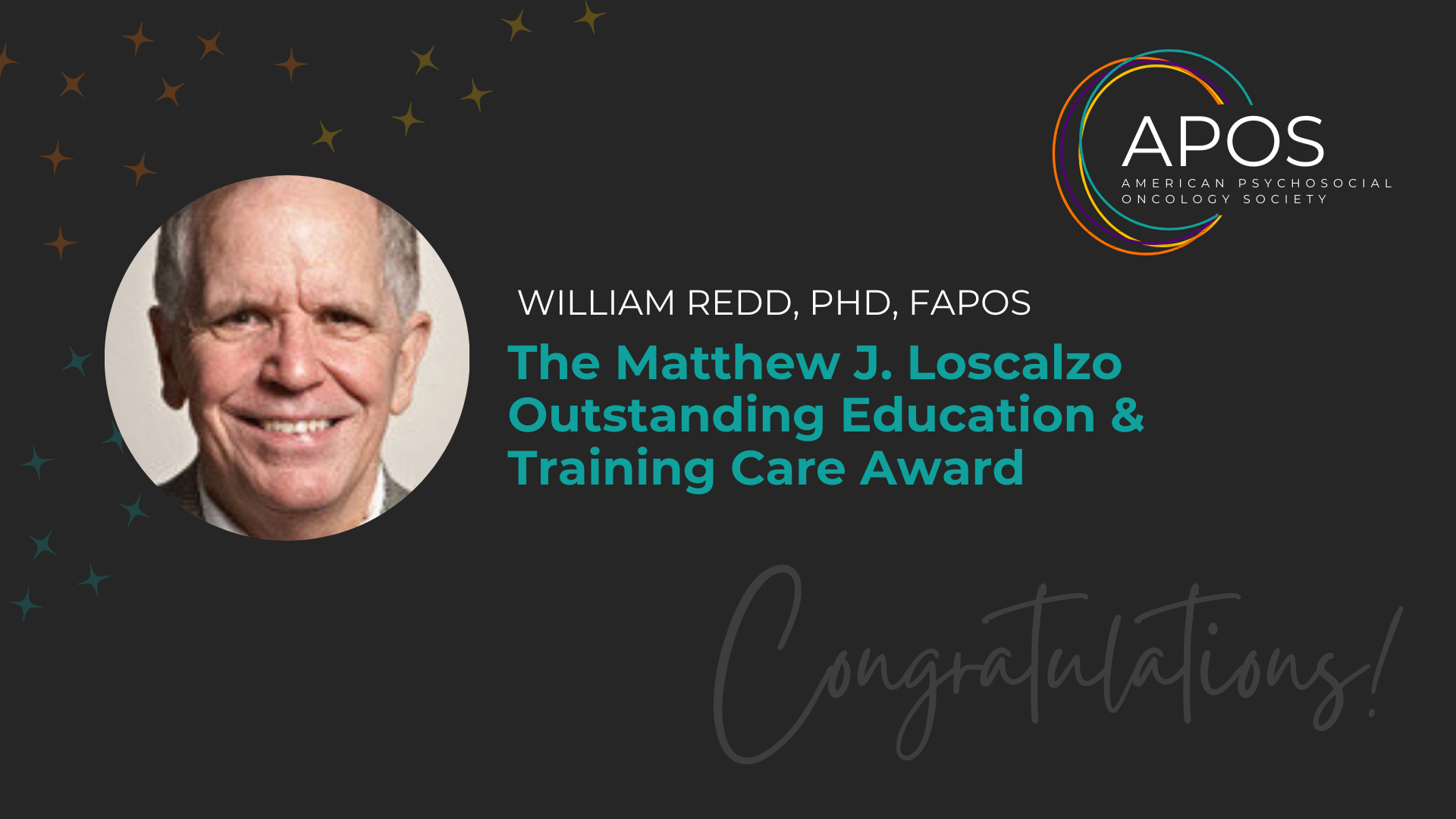2024 The Matthew J. Loscalzo Outstanding Education & Training Care Award William Redd