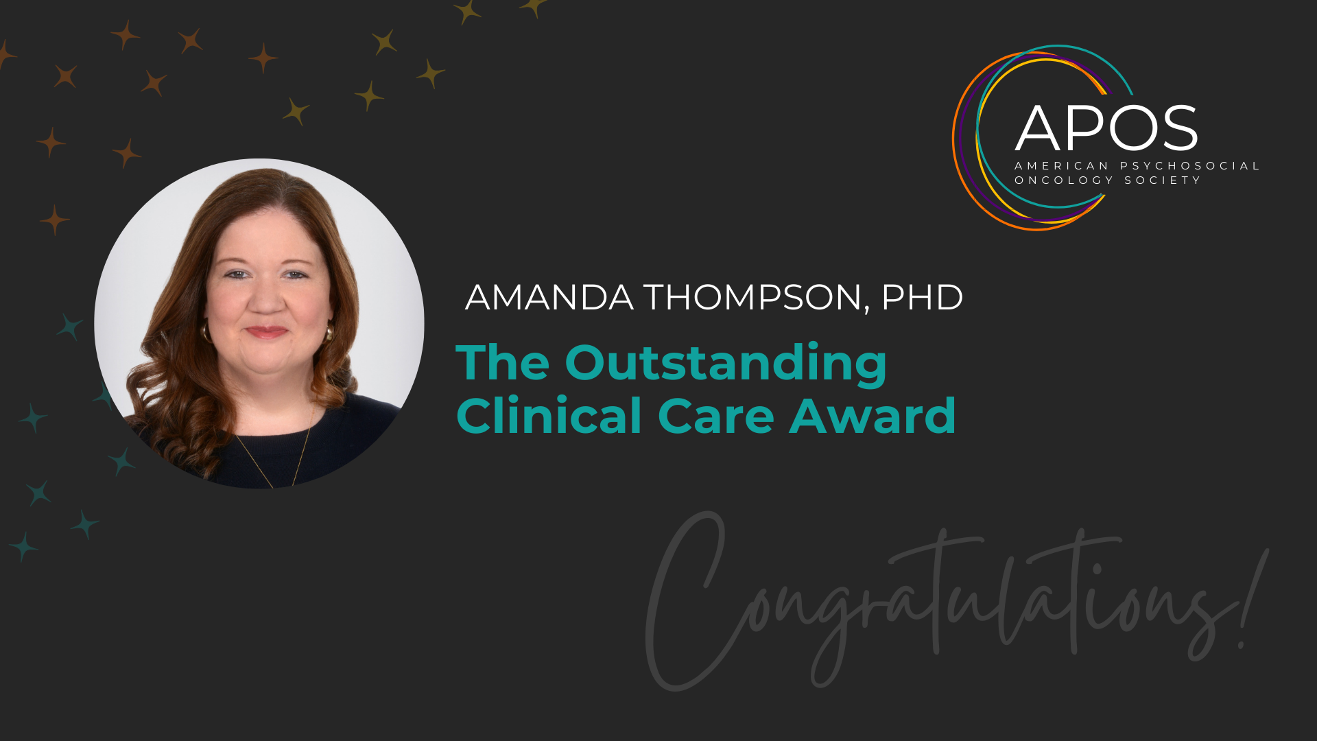 The Outstanding<br />
Clinical Care Award Amanda Thompson